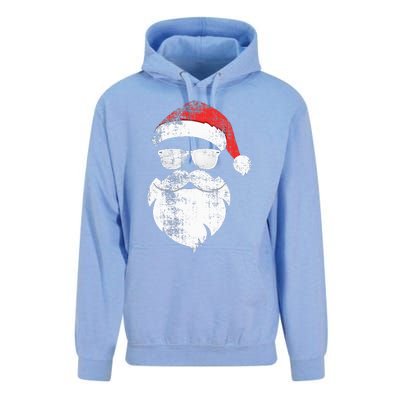 Funny Hipster Santa Face With Hat Beard & Glasses Christmas Unisex Surf Hoodie