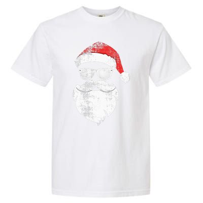 Funny Hipster Santa Face With Hat Beard & Glasses Christmas Garment-Dyed Heavyweight T-Shirt