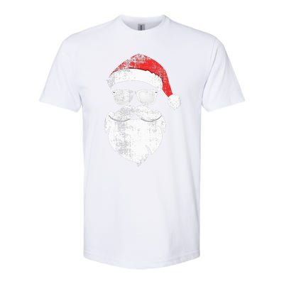 Funny Hipster Santa Face With Hat Beard & Glasses Christmas Softstyle CVC T-Shirt