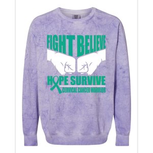 Fight Hope Survive Cervical Cancer Warrior Gift Colorblast Crewneck Sweatshirt