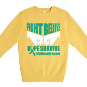 Fight Hope Survive Cervical Cancer Warrior Gift Premium Crewneck Sweatshirt