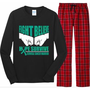 Fight Hope Survive Cervical Cancer Warrior Gift Long Sleeve Pajama Set