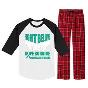 Fight Hope Survive Cervical Cancer Warrior Gift Raglan Sleeve Pajama Set