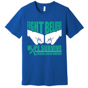 Fight Hope Survive Cervical Cancer Warrior Gift Premium T-Shirt