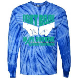 Fight Hope Survive Cervical Cancer Warrior Gift Tie-Dye Long Sleeve Shirt