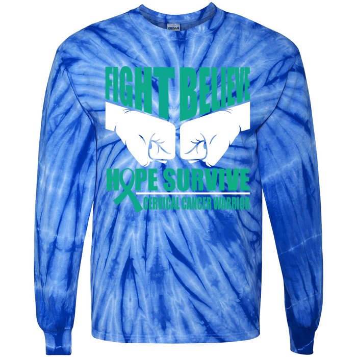 Fight Hope Survive Cervical Cancer Warrior Gift Tie-Dye Long Sleeve Shirt