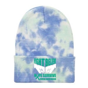 Fight Hope Survive Cervical Cancer Warrior Gift Tie Dye 12in Knit Beanie