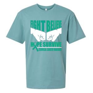 Fight Hope Survive Cervical Cancer Warrior Gift Sueded Cloud Jersey T-Shirt