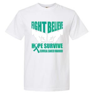 Fight Hope Survive Cervical Cancer Warrior Gift Garment-Dyed Heavyweight T-Shirt