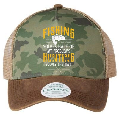 Fishing & Hunting Solve My Problems Funny Gift Legacy Tie Dye Trucker Hat