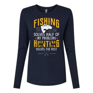 Fishing & Hunting Solve My Problems Funny Gift Womens Cotton Relaxed Long Sleeve T-Shirt