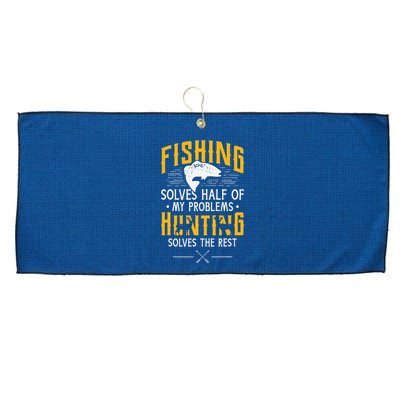 Fishing & Hunting Solve My Problems Funny Gift Large Microfiber Waffle Golf Towel