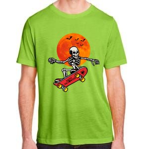 Funny Halloween Skeleton Playing On Skateboard Ghost Gift Adult ChromaSoft Performance T-Shirt