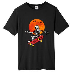 Funny Halloween Skeleton Playing On Skateboard Ghost Gift Tall Fusion ChromaSoft Performance T-Shirt