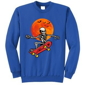 Funny Halloween Skeleton Playing On Skateboard Ghost Gift Sweatshirt