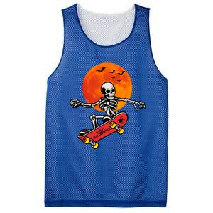 Funny Halloween Skeleton Playing On Skateboard Ghost Gift Mesh Reversible Basketball Jersey Tank