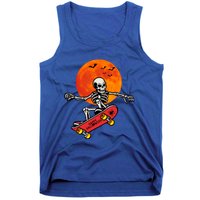 Funny Halloween Skeleton Playing On Skateboard Ghost Gift Tank Top