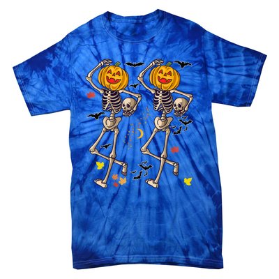 Funny Halloween Skeleton Pumpkin Tie-Dye T-Shirt