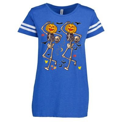 Funny Halloween Skeleton Pumpkin Enza Ladies Jersey Football T-Shirt