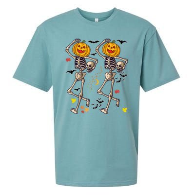 Funny Halloween Skeleton Pumpkin Sueded Cloud Jersey T-Shirt