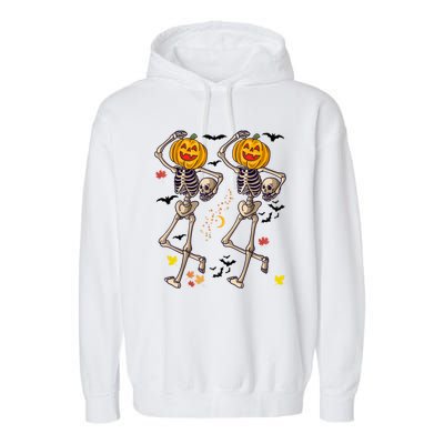 Funny Halloween Skeleton Pumpkin Garment-Dyed Fleece Hoodie