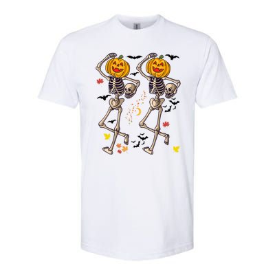 Funny Halloween Skeleton Pumpkin Softstyle CVC T-Shirt