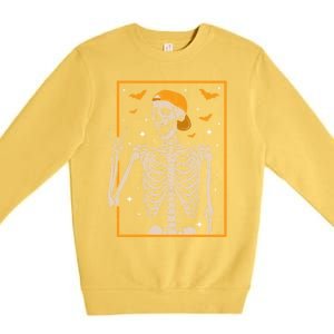 Funny Halloween Skeleton Rock On Hand Skeleton Gift Premium Crewneck Sweatshirt