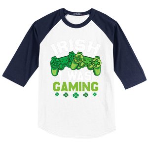 Funny Happy St PatrickS Day Video Gamer Irish I Was Gaming Gift Baseball Sleeve Shirt