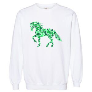 Funny Horse Shamrock For Horse Owner Riding St Patricks Day Gift Garment-Dyed Sweatshirt