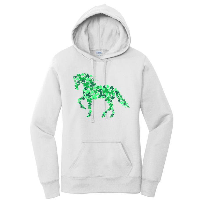 Funny Horse Shamrock For Horse Owner Riding St Patricks Day Gift Women's Pullover Hoodie