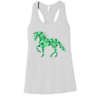 Funny Horse Shamrock For Horse Owner Riding St Patricks Day Gift Women's Racerback Tank