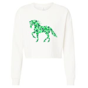 Funny Horse Shamrock For Horse Owner Riding St Patricks Day Gift Cropped Pullover Crew