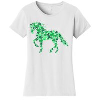 Funny Horse Shamrock For Horse Owner Riding St Patricks Day Gift Women's T-Shirt