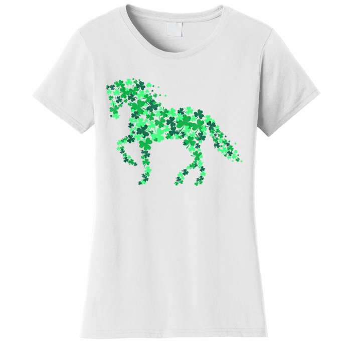 Funny Horse Shamrock For Horse Owner Riding St Patricks Day Gift Women's T-Shirt