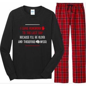 Funny Homework School Humor Saying N Student Cool Gift Long Sleeve Pajama Set