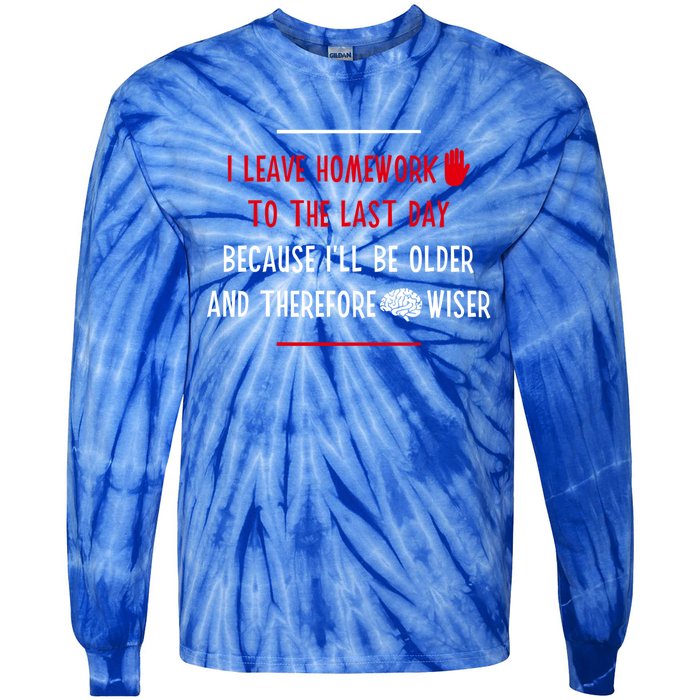 Funny Homework School Humor Saying N Student Cool Gift Tie-Dye Long Sleeve Shirt