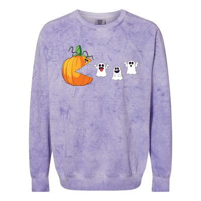 Funny Halloween Scary Pumpkin Ghosts Creepy Halloween Gamer Colorblast Crewneck Sweatshirt