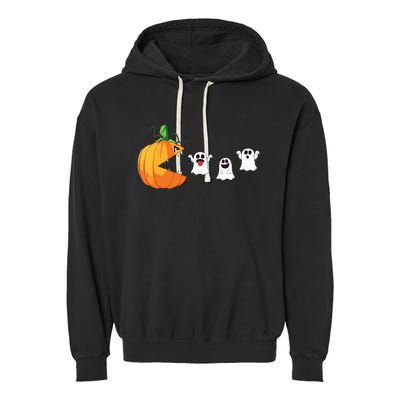 Funny Halloween Scary Pumpkin Ghosts Creepy Halloween Gamer Garment-Dyed Fleece Hoodie