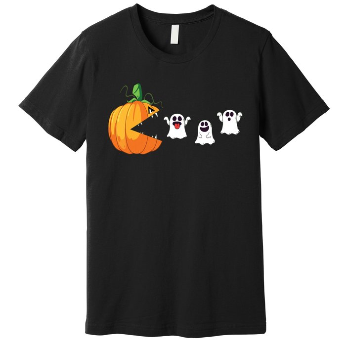 Funny Halloween Scary Pumpkin Ghosts Creepy Halloween Gamer Premium T-Shirt