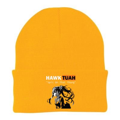 Funny Hawk Tuah Meme Anime Knit Cap Winter Beanie