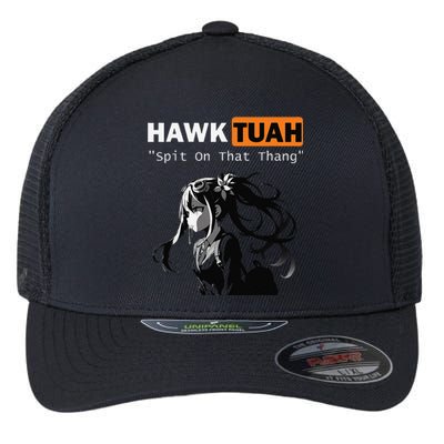 Funny Hawk Tuah Meme Anime Flexfit Unipanel Trucker Cap