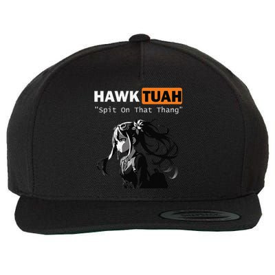 Funny Hawk Tuah Meme Anime Wool Snapback Cap