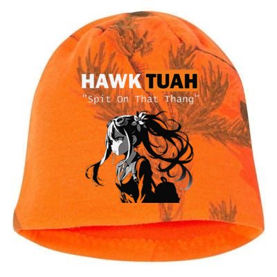 Funny Hawk Tuah Meme Anime Kati - Camo Knit Beanie