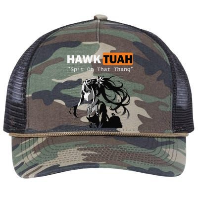 Funny Hawk Tuah Meme Anime Retro Rope Trucker Hat Cap