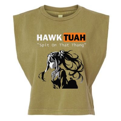 Funny Hawk Tuah Meme Anime Garment-Dyed Women's Muscle Tee