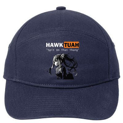 Funny Hawk Tuah Meme Anime 7-Panel Snapback Hat