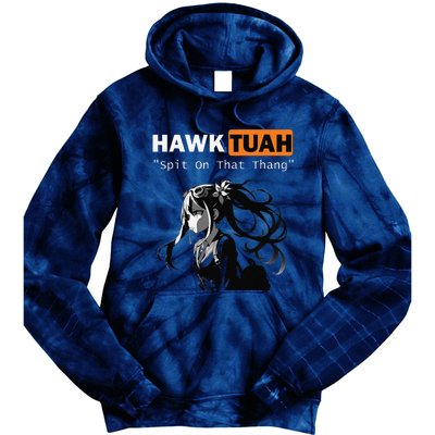 Funny Hawk Tuah Meme Anime Tie Dye Hoodie