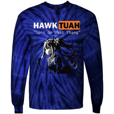 Funny Hawk Tuah Meme Anime Tie-Dye Long Sleeve Shirt