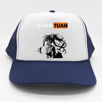 Funny Hawk Tuah Meme Anime Trucker Hat