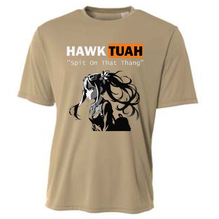 Funny Hawk Tuah Meme Anime Cooling Performance Crew T-Shirt